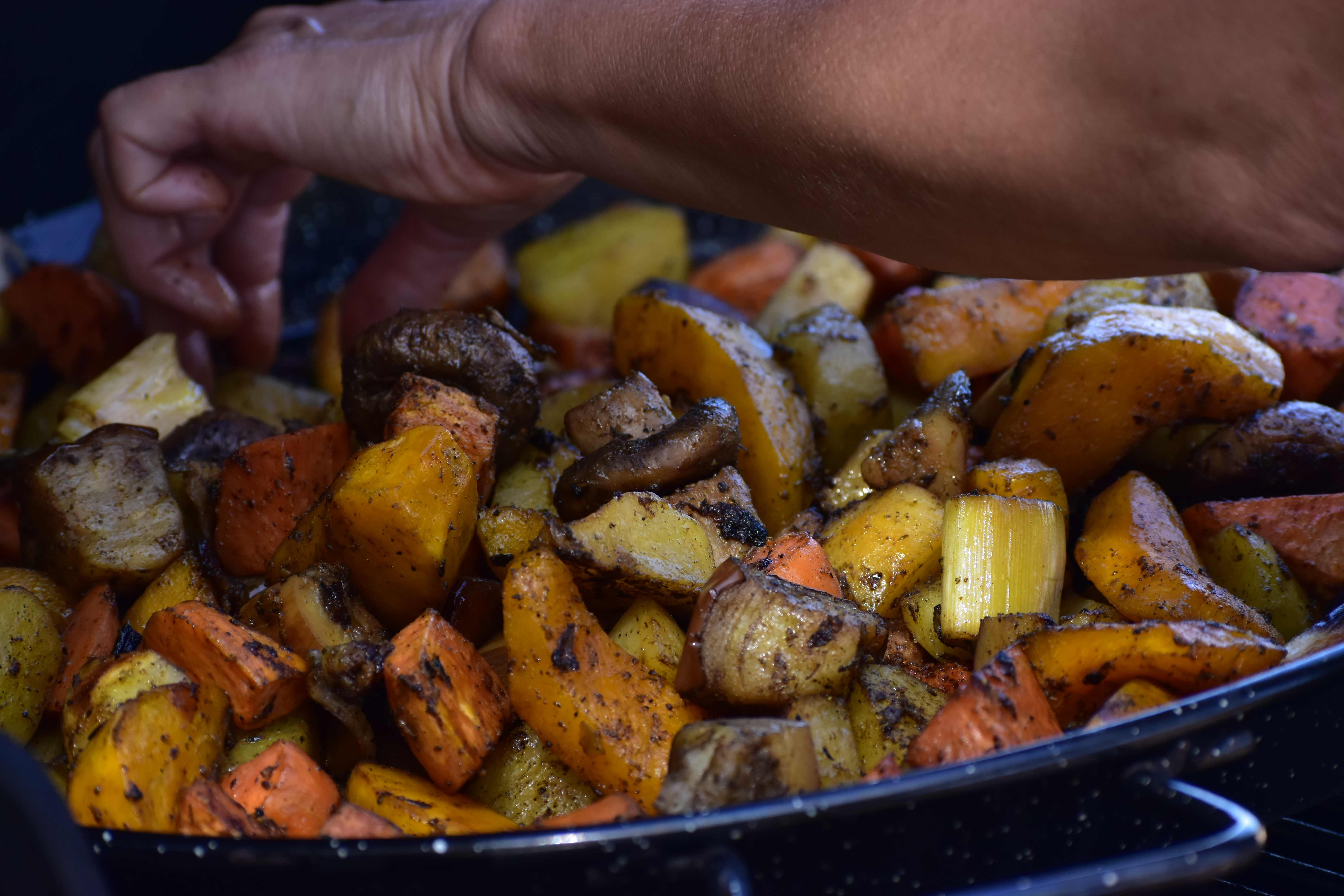 Roasted vegetables and potatoes